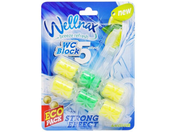Туалетный блок Wellnax Strong Effect, с ароматом лимона, 2х57г