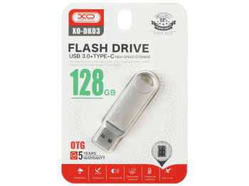 USB флеш-накопитель XO DK03 USB3.0+Type C 128GB, Стальной