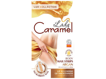 Восковые полоски для депиляции Lady Caramel, холодный воск для рук и ног, с маслом арганы, 16шт