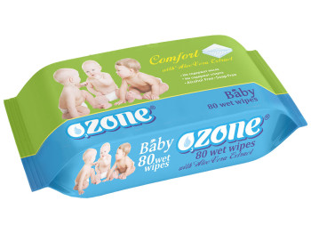 Вологі серветки дитячі "OZONE" "З екстрактом алое" 80шт