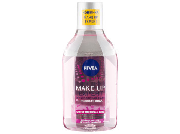 Мицеллярная вода Nivea Make up Expert для снятия макияжа с лица, глаз и губ + розовая вода 400мл