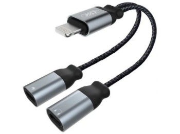 Переходник XO NBR160A audio adaptor Lightning to double Lightning Цвет Черный