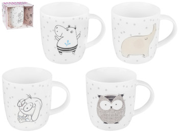 Чашка фарфоровая "Ми-Ми-Ми" расцветка ассорти 8,5х11,8х9см 360мл (в подарочной упаковке)