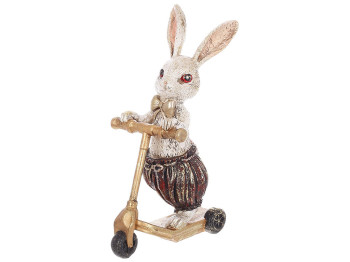 Декоративная статуэтка Кролик-мальчик на самокате, 15x9x25см