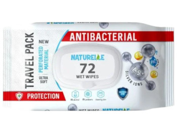 Серветки вологі антибактеріальні Naturelle, з D-пантенолом, іонами срібла та вітаміном Е, 72шт