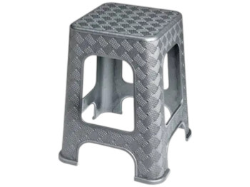 Табурет R-Plastic Ротанг, пластик, 37,5х37,5х45,5см, колір сірий металік