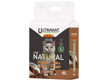 Соевый наполнитель для кошачьего туалета Ultrakat Tofu с ароматом кофе, 3мм, 6л, 2,5кг