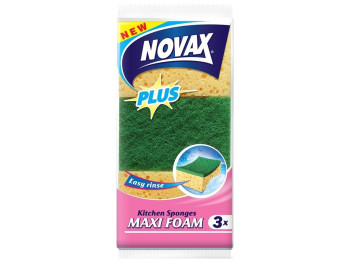 Набір губок кухонних "Novax" Plus MAXI FOAM 10x6x4см (ціна за набір 3шт)