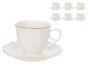 Набір порцеляновий кавовий White Orchid, з чашками та блюдцями, 90 мл, (ціна за набір 12 предметів)