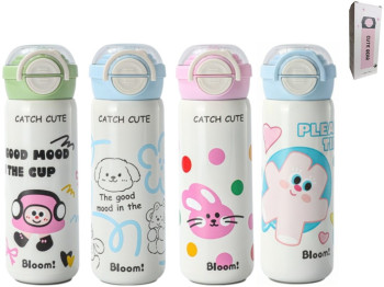 Термос-поилка детская Emoji Cute Bear, нержавеющая сталь, 550мл (цена за 1шт)