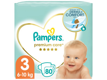 Подгузники одноразовые Pampers Premium Care, размер 3 Midi, 6–10кг, 80шт
