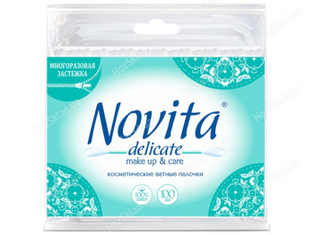 Ватные палочки Novita delicate в полиэтиленовом пакете 100шт