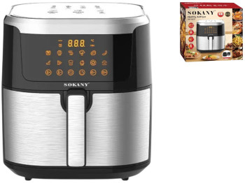 Аэрофритюрница Sokany, сенсорная, 1200Вт, пластик, 8,8л, 33×28×31см, цвет черно-серебристый