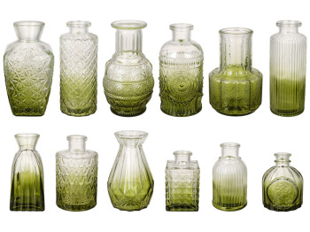 Набір скляних ваз Антик зелений (ціна за набір 12 шт)