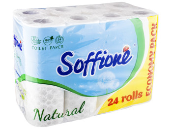 Бумага туалетная Soffione "Natural" белая трехслойная, целлюлозная, (цена за упаковку 24 рулона)