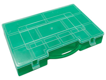 Органайзер пластиковий, 11 осередків, 200×280×40 мм, колір зелений