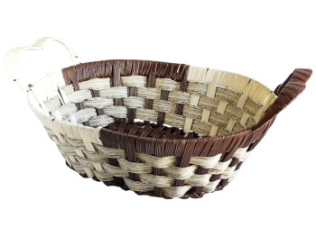 Кошик для випічки Helios, біло-коричневий з ручками, 31х24х10см