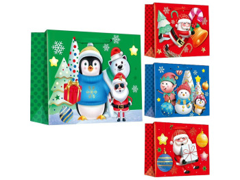 Пакет новогодний бумажный M Santa&Co, 30х25х12см