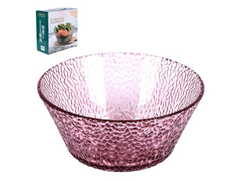Салатник скляний, рожевий, d19см