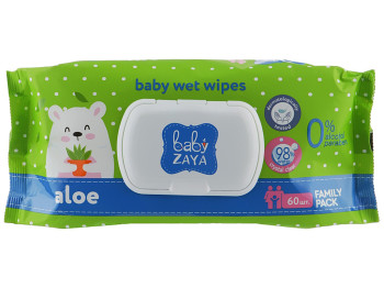 Вологі серветки дитячі Baby Zaya Алое 60шт з клапаном