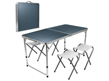 Стіл-чемодан (мдф, алюмінієвий каркас, 4 стільці) 120х60х70см