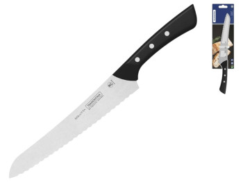 Нож для хлеба Tramontina Solutta, нержавеющая сталь, ручка поликарбонат, лезвие 206мм, цвет черный