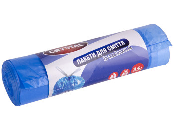 Пакет мусорный Crystal с завязками, крепкие 35л 15шт