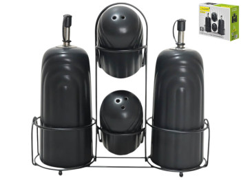 Набор для специй Maestro, на металлической подставке, керамика, цвет графит (цена за 5 предметов)