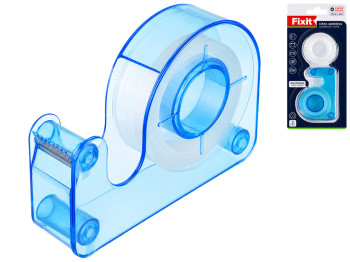 Скотч канцелярский Fixit с диспенсером, прозрачный, 15м×1,2см, 2шт