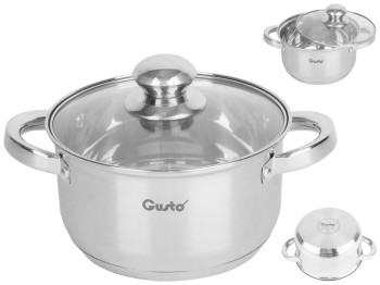 Кастрюля с крышкой GUSTO Nuovo капсульное дно, нержавеющая сталь 2,6л D18см GT-1500-18
