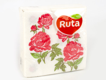 Салфетки "Ruta" Double Lux Флора белые двухслойные 24x24см 40шт