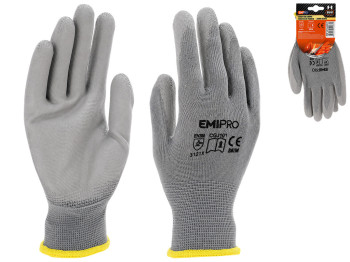 Перчатки рабочие EmiPro, полиэстер, PU, размер M