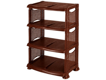 Полка для обуви R plastic Ротанг, коричневая, 4 секции, 18401
