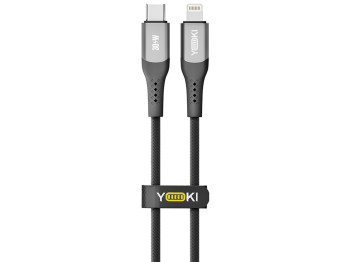 Кабель Yoki Solid, Type-C— Lightning, 30W, 25см, Черный