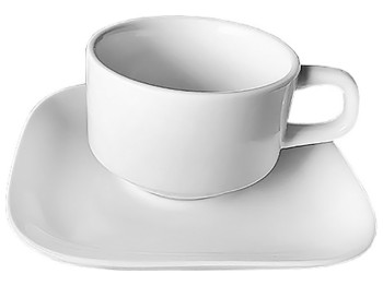 Чашка с блюдцем, белая (чашка-180мл, блюдце-14,2см)