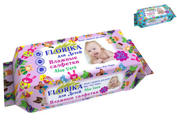 Влажные салфетки детские Florica "Алое вера" 90шт