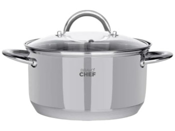 Кастрюля Bravo Chef, с крышкой, нержавеющая сталь, 3,6л, 20см, цвет серебристый