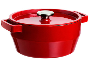 Кастрюля Pyrex Slow Cook Red, чугунная, с крышкой, 24 см, 4 л