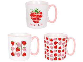 Кружка фарфорова Strawberry Garden, 350 мл, 3 дизайни (ціна за 1шт)