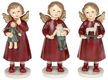 Декоративная фигурка Ангелочек с игрушкой, 14,5см, 3 дизайна, цвет – бордо