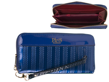 Гаманець-клатч жіночий кожзам. лаковий Paris на змійці синій 19,5х2х10см