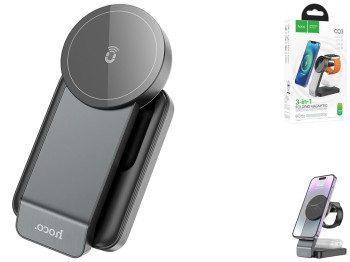 Беспроводное Зарядное Устройство Hoco CQ3 3-in-1 Magnetic 15W IP Version Цвет Черный