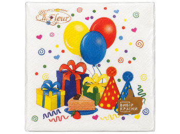 Серветки паперові двошарові La Fleur Яскрава вечірка, 33×33 см, 16 шт