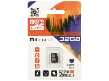 Карта Памяти Mibrand MicroSDHC 32gb UHS-1 10 Class Черный