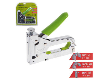 Степлер строительный Alloid 3 в 1 для скоб 4–14мм, 600 скоб в комплекте, хром