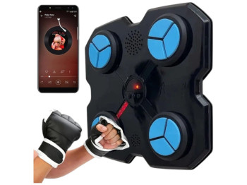 Тренажер боксерський настінний, музичний, з рукавичками, Bluetooth, USB, пластик, 29,5×27,5×4,5см