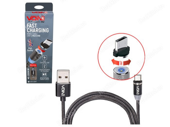 Кабель магнітний Voin MC-2301M BK USB - Micro USB 2,4А, 1м, чорний (тільки заряджання)