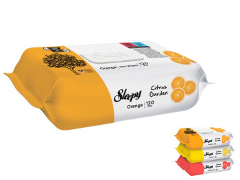 Салфетки влажные Sleepy Citrus Garden, аромат цитруса, с клапаном, 120шт (цена за 1уп)