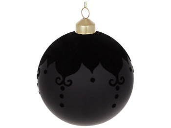 Ёлочный шар Черный кардинал в дисплей коробке, 10см, цвет - матовый черный с бархатом