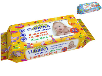 Влажные салфетки детские Florica "Алое вера" 48шт